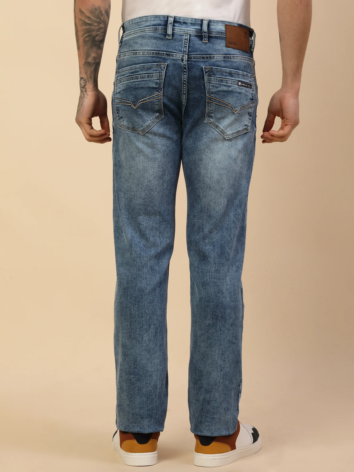 Denim Jeans for Men | Breathable & Soft with Color Fastness Straight Fit Poly Cotton Fabric Solid Pattern Button Closure - Image 3