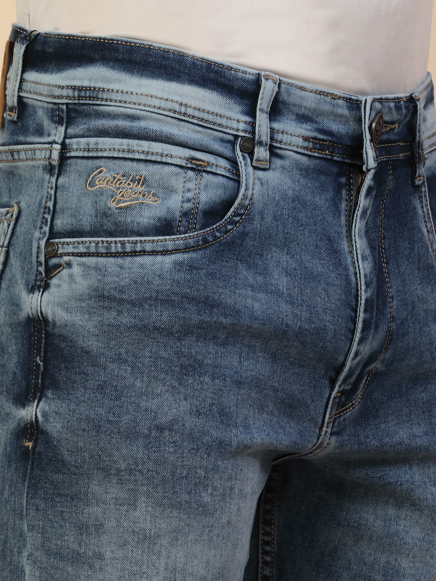 Denim Jeans for Men | Breathable & Soft with Color Fastness Straight Fit Poly Cotton Fabric Solid Pattern Button Closure - Image 6