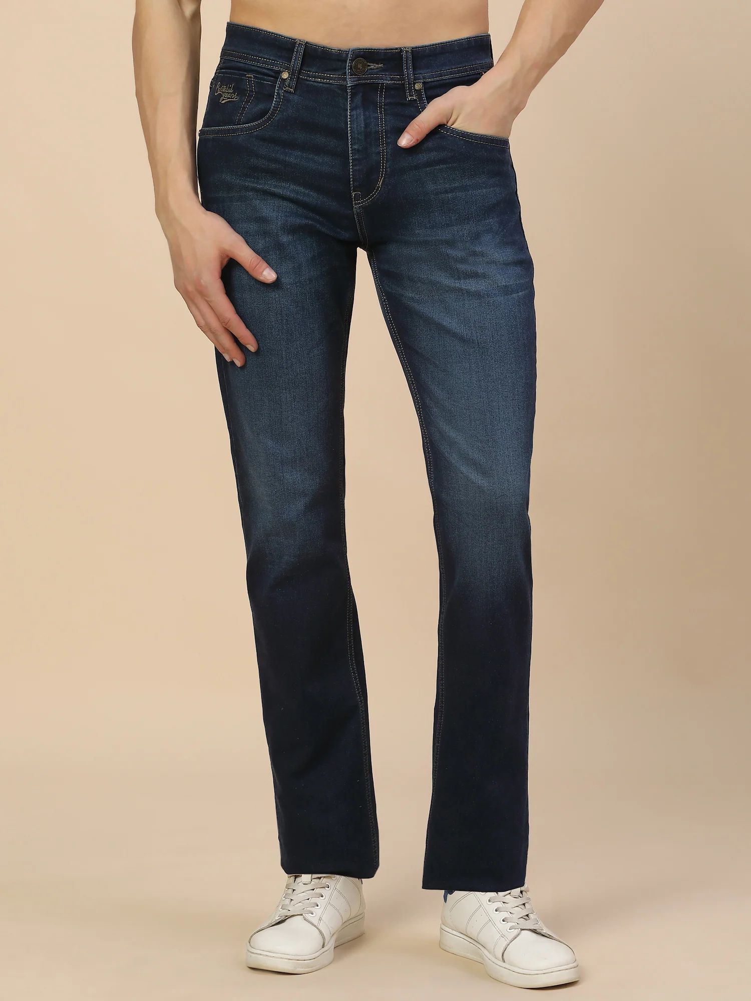 Denim Jeans for Men | Breathable & Soft with Color Fastness Straight Fit Poly Cotton Fabric Solid Pattern Button Closure - Image 2