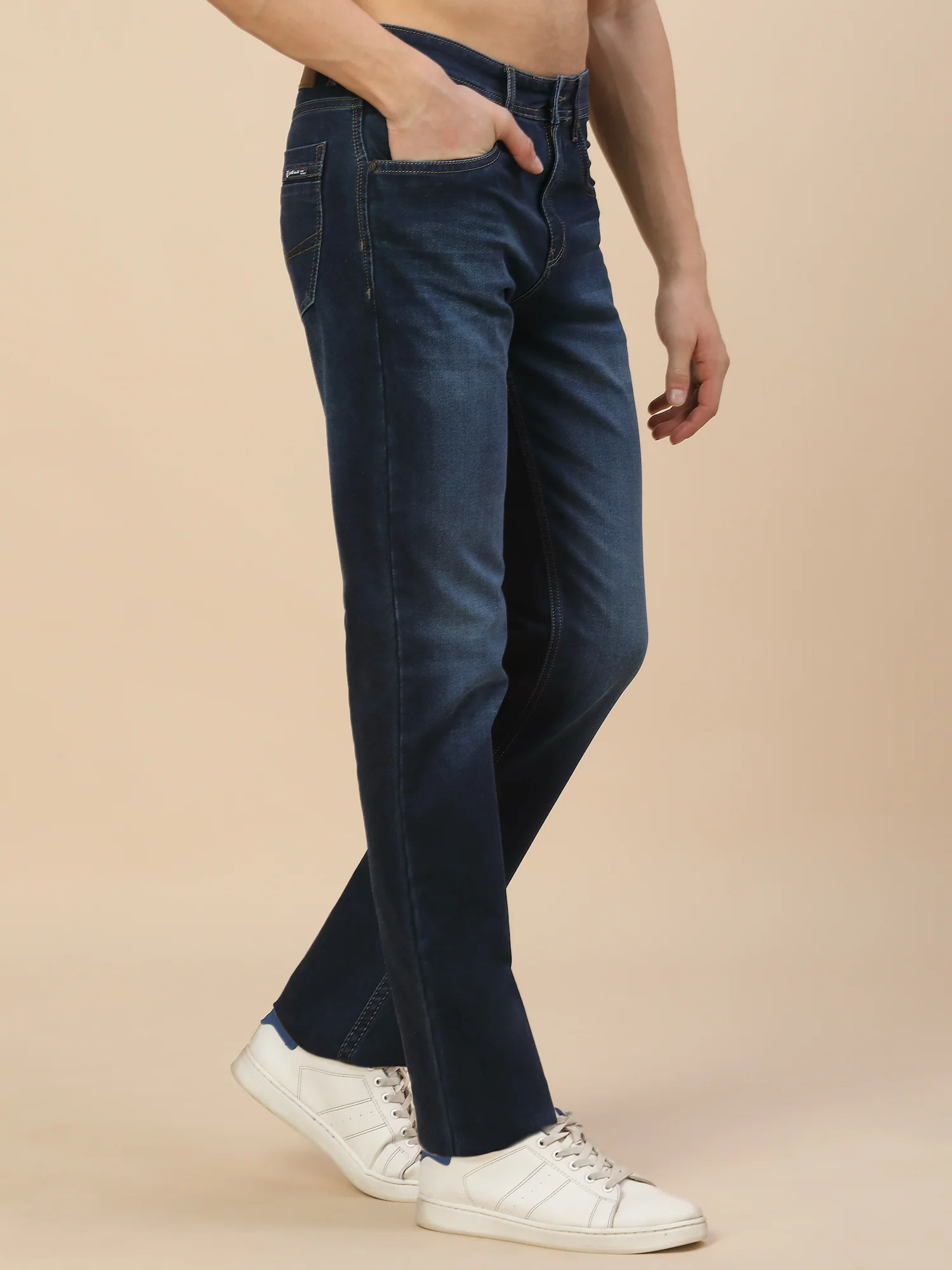 Denim Jeans for Men | Breathable & Soft with Color Fastness Straight Fit Poly Cotton Fabric Solid Pattern Button Closure - Image 3