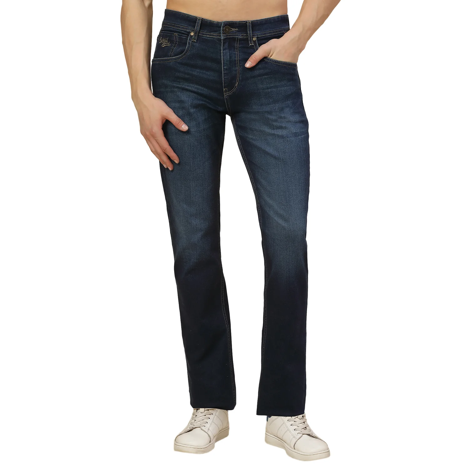 Denim Jeans for Men | Breathable & Soft with Color Fastness Straight Fit Poly Cotton Fabric Solid Pattern Button Closure - Image 7