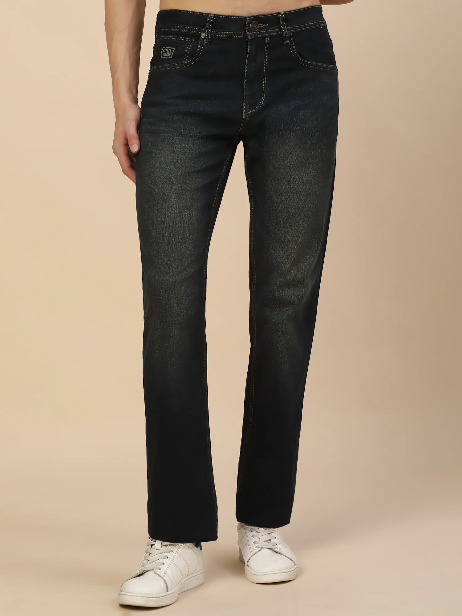 Denim Jeans for Men | Breathable & Soft with Color Fastness Straight Fit Poly Cotton Fabric Solid Pattern Button Closure - Image 2