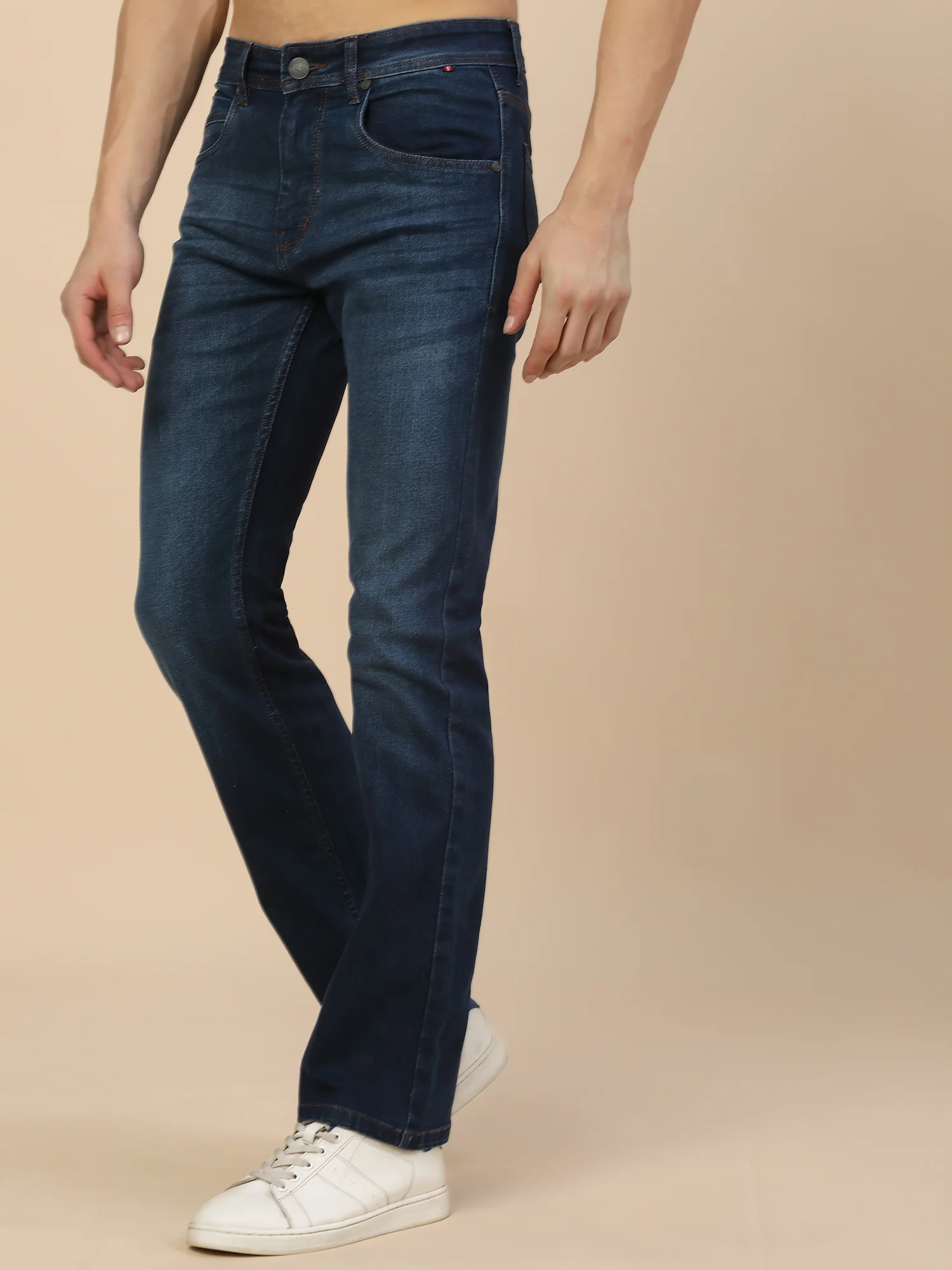 Denim Jeans for Men | Breathable & Soft with Color Fastness Straight Fit Poly Cotton Fabric Solid Pattern Button Closure - Image 3