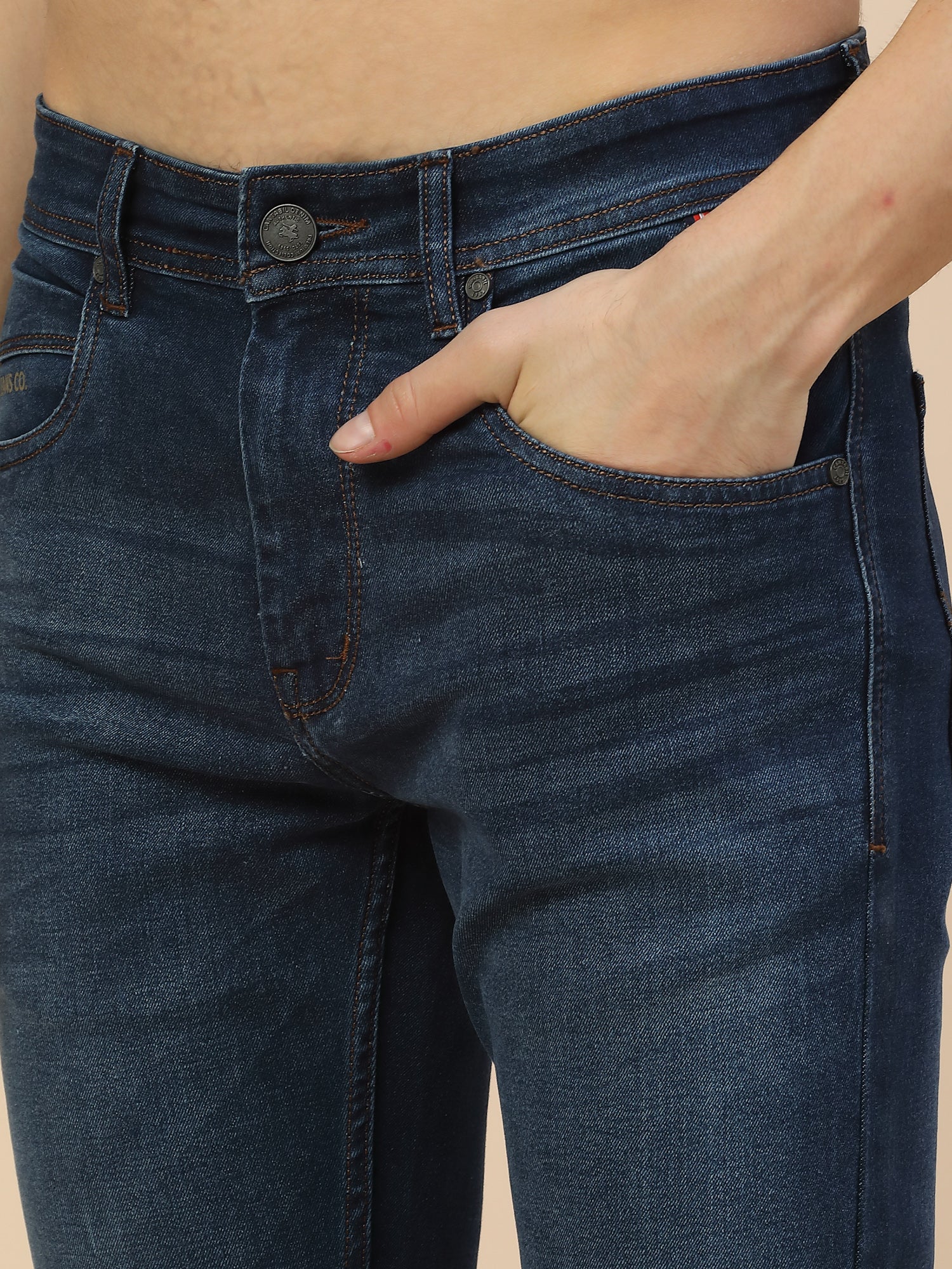 Denim Jeans for Men | Breathable & Soft with Color Fastness Straight Fit Poly Cotton Fabric Solid Pattern Button Closure - Image 5