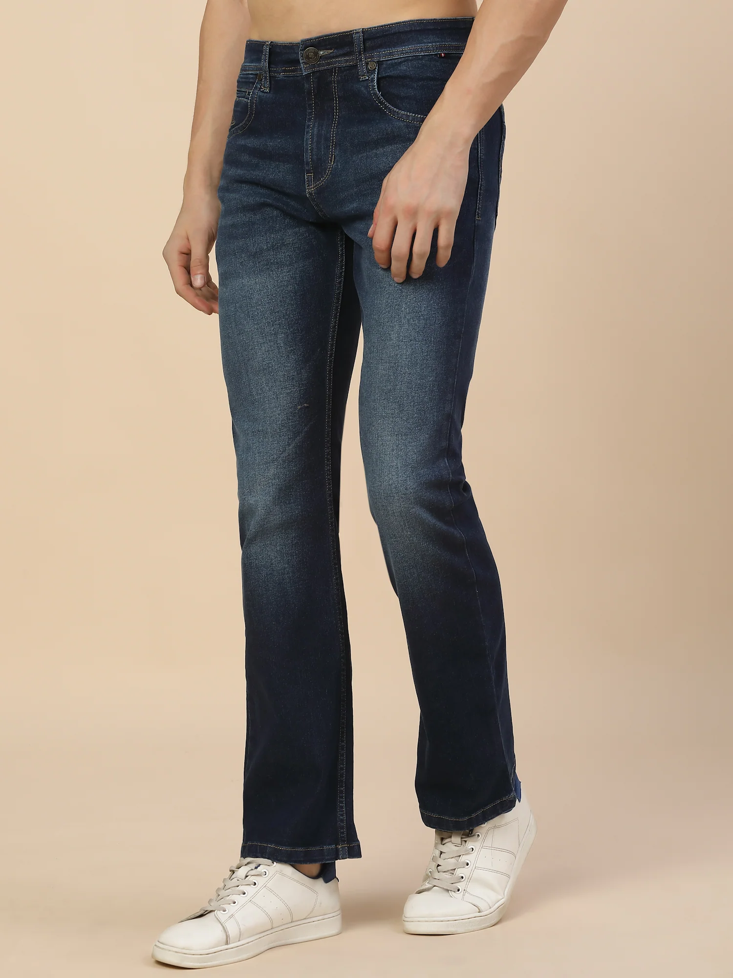 Denim Jeans for Men | Breathable & Soft with Color Fastness Straight Fit Poly Cotton Fabric Solid Pattern Button Closure - Image 3