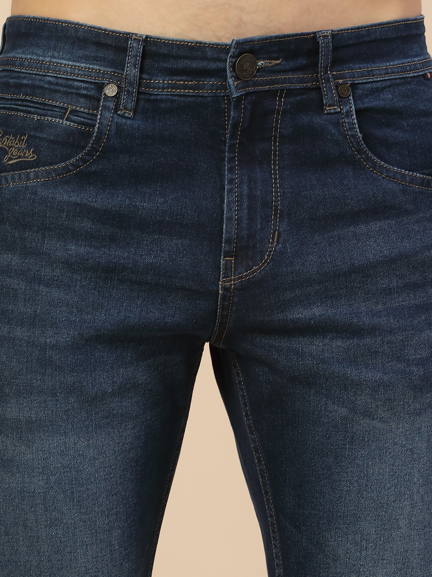 Denim Jeans for Men | Breathable & Soft with Color Fastness Straight Fit Poly Cotton Fabric Solid Pattern Button Closure - Image 5