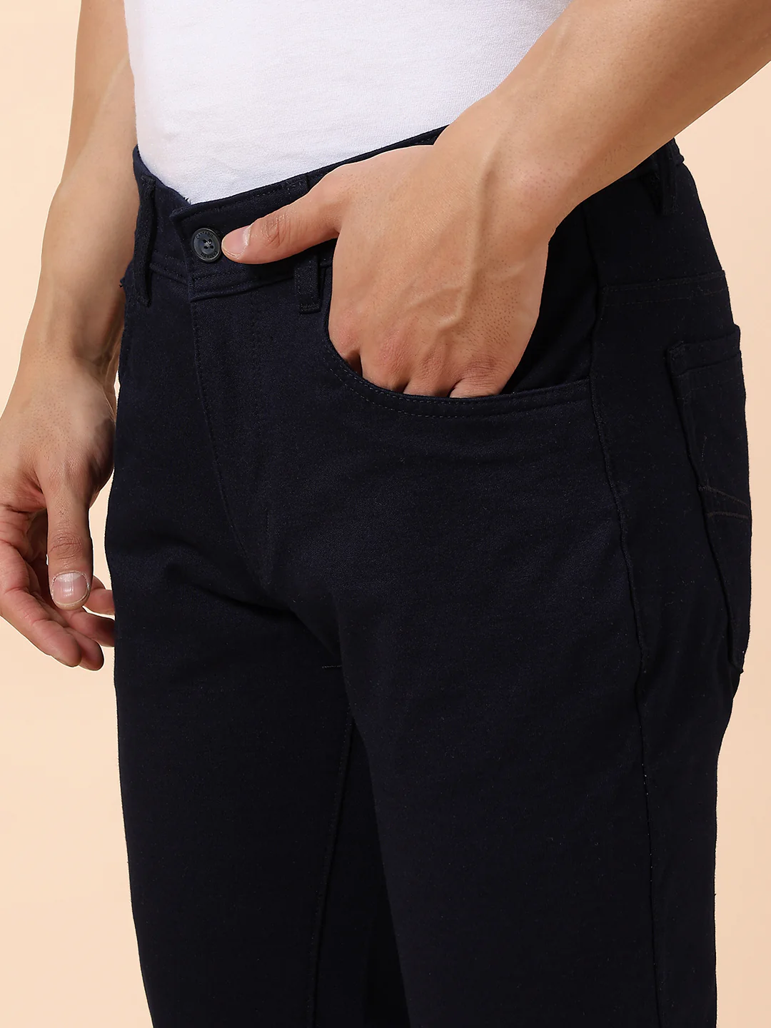 Denim Jeans for Men | Breathable & Soft with Color Fastness Straight Fit Poly Cotton Fabric Solid Pattern Button Closure - Image 7