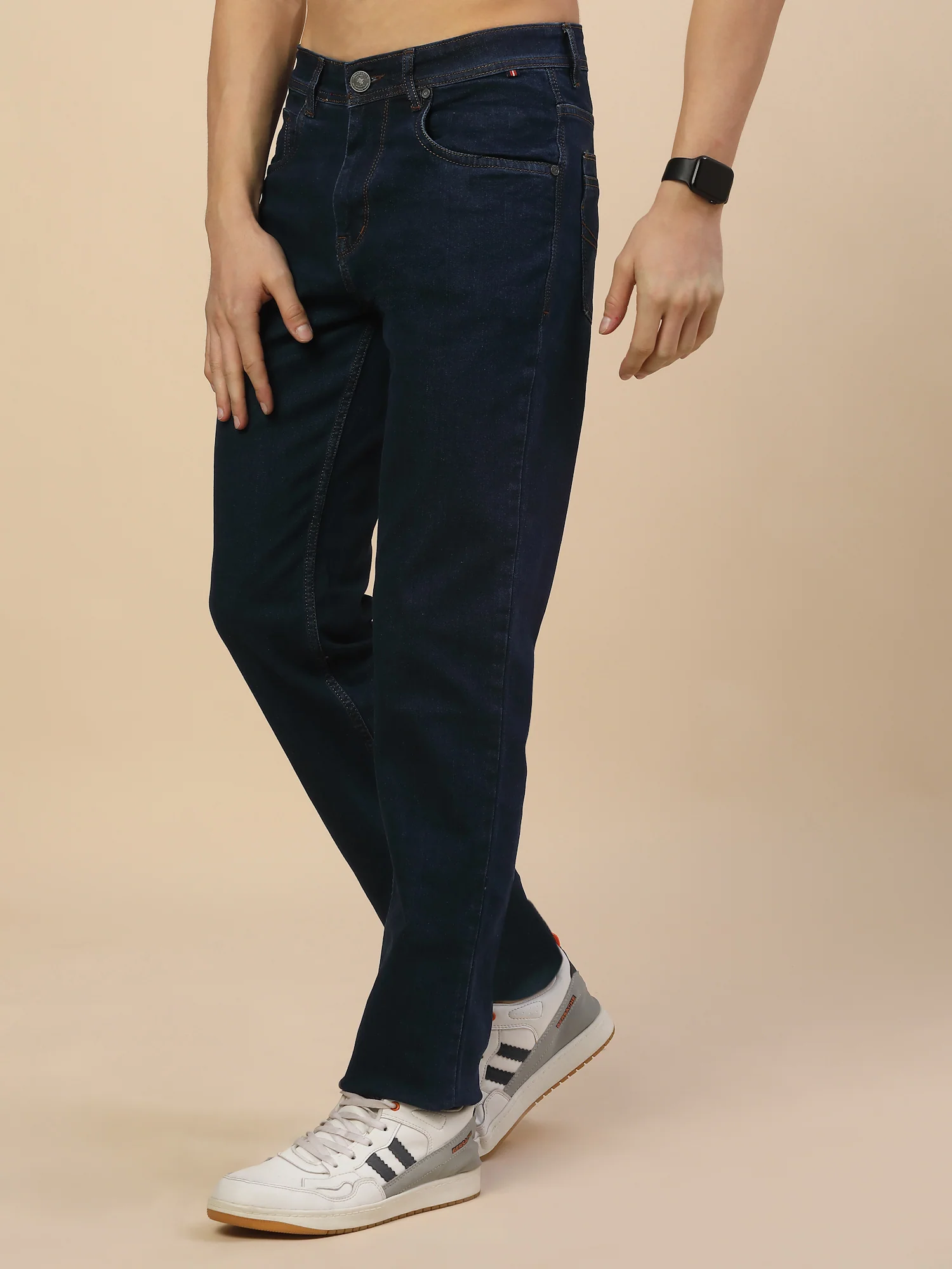 Denim Jeans for Men | Breathable & Soft with Color Fastness Straight Fit Poly Cotton Fabric Solid Pattern Button Closure - Image 3