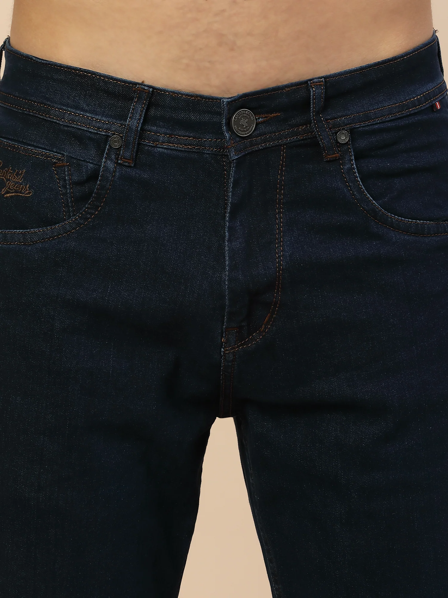 Denim Jeans for Men | Breathable & Soft with Color Fastness Straight Fit Poly Cotton Fabric Solid Pattern Button Closure - Image 6