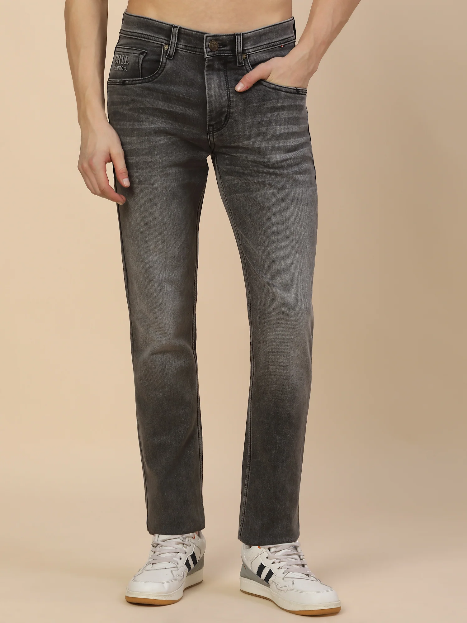 Denim Jeans for Men | Breathable & Soft with Color Fastness Straight Fit Poly Cotton Fabric Solid Pattern Button Closure - Image 2