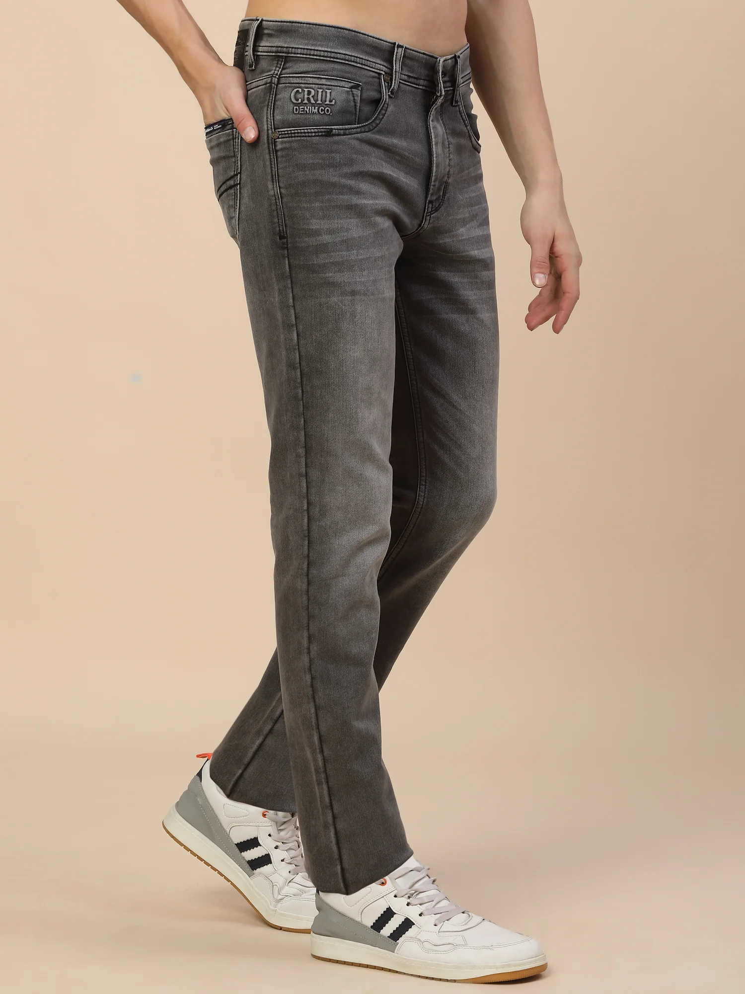 Denim Jeans for Men | Breathable & Soft with Color Fastness Straight Fit Poly Cotton Fabric Solid Pattern Button Closure - Image 4