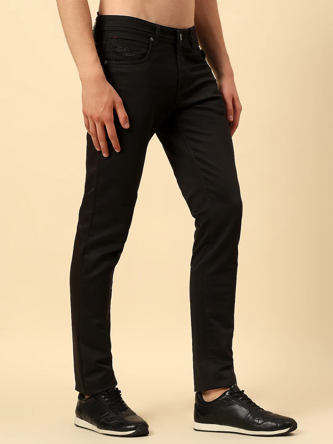 Denim Jeans for Men | Breathable & Soft with Color Fastness Ultra Narrow Poly Cotton Fabric Solid Pattern Button Closure - Image 4