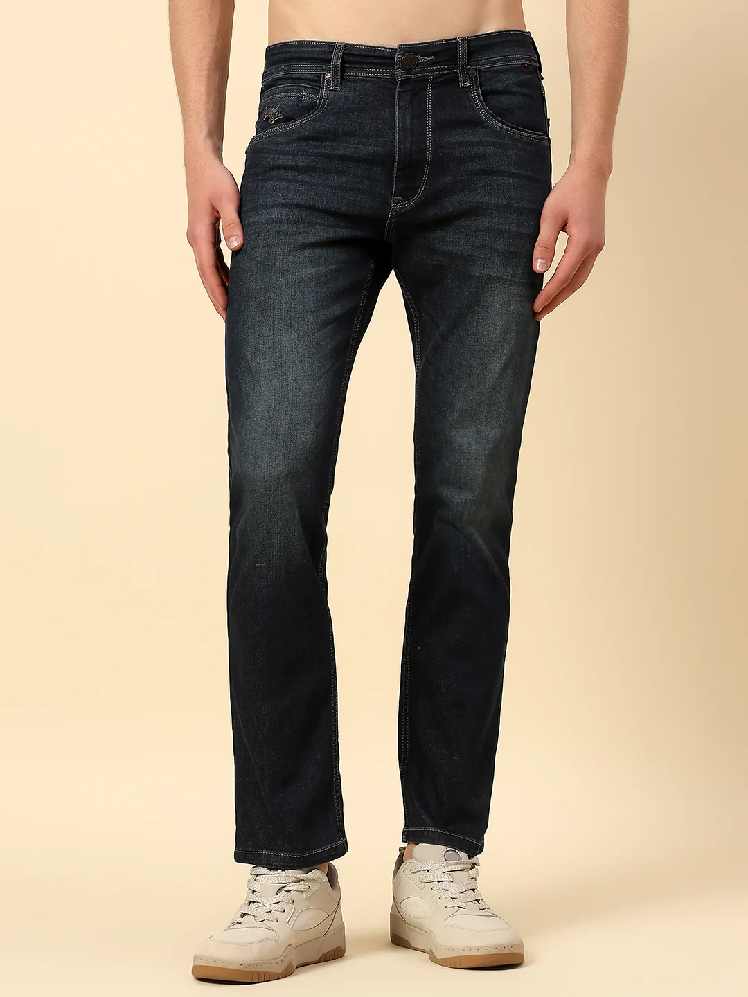 Denim Jeans for Men | Breathable & Soft with Color Fastness Straight Fit Poly Cotton Fabric Solid Pattern Button Closure - Image 2