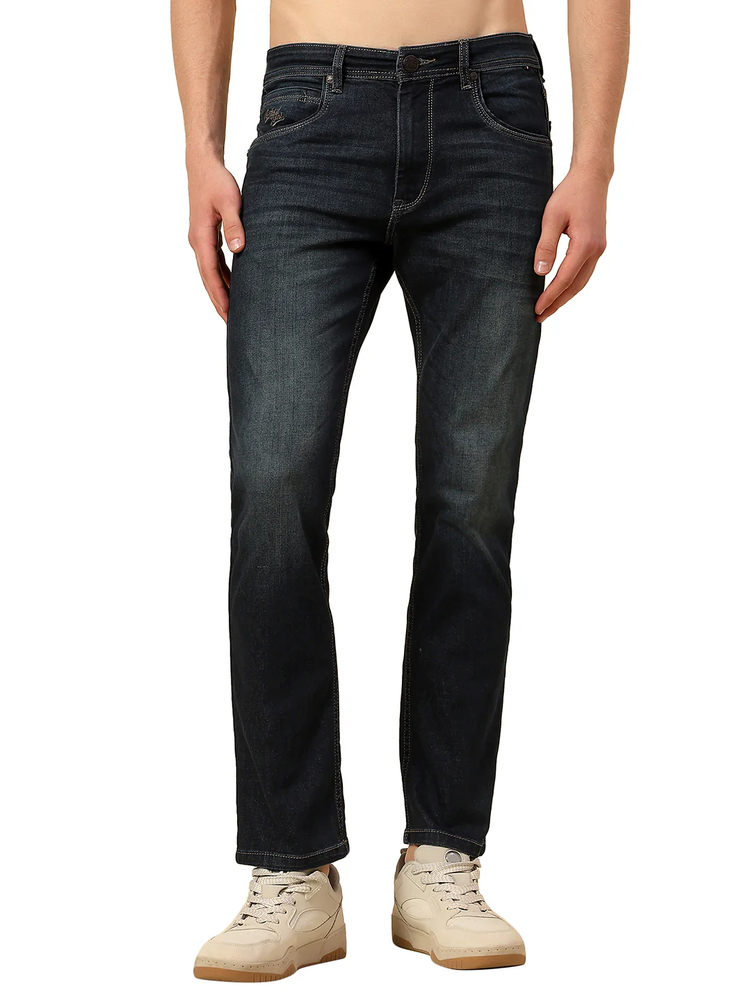 Denim Jeans for Men | Breathable & Soft with Color Fastness Straight Fit Poly Cotton Fabric Solid Pattern Button Closure - Image 8