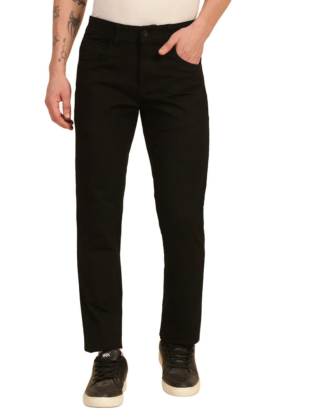 Denim Jeans for Men | Breathable & Soft with Color Fastness Narrow Fit Cotton Blend Fabric Solid Pattern Button Closure - Image 2