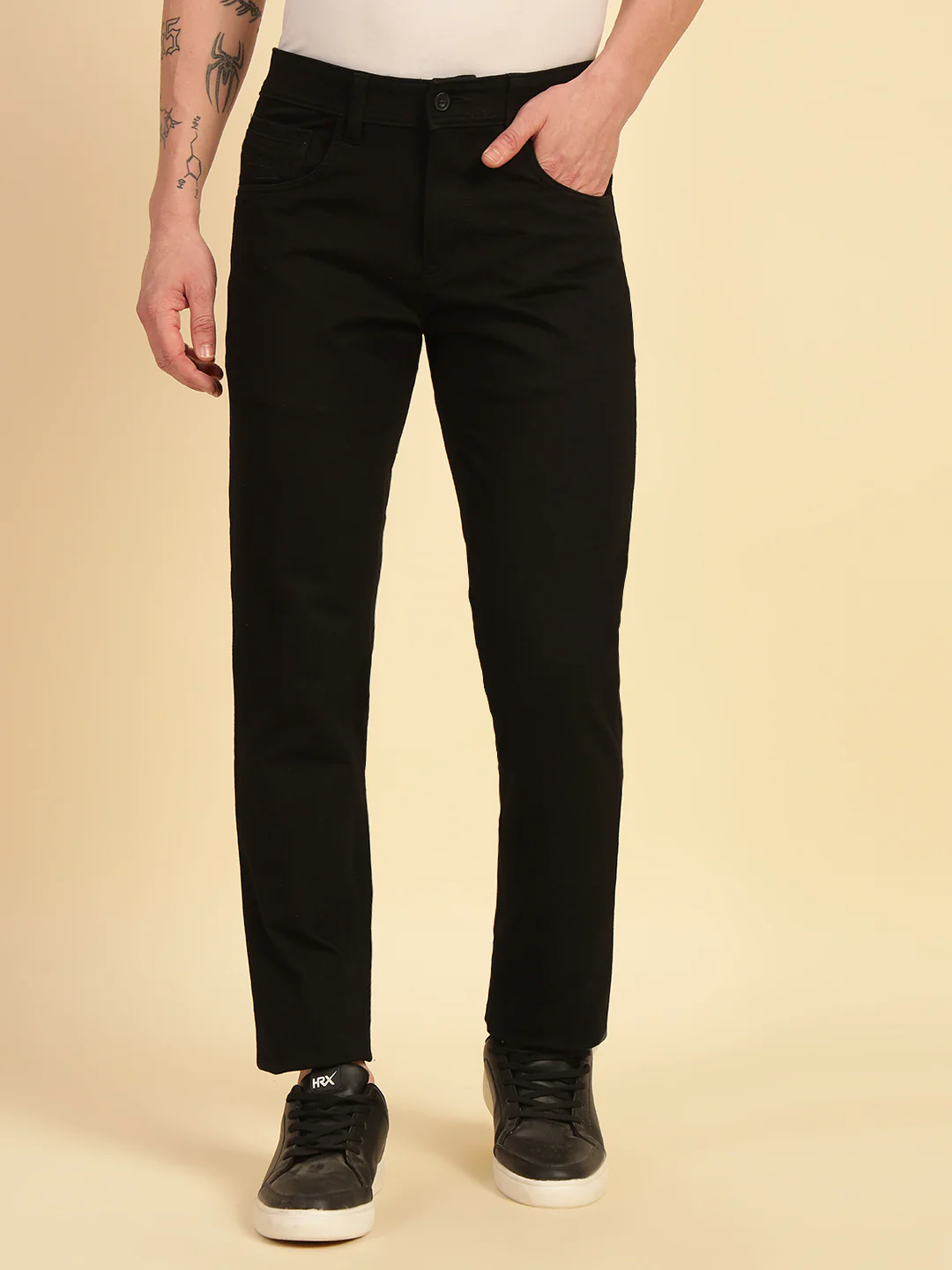 Denim Jeans for Men | Breathable & Soft with Color Fastness Narrow Fit Cotton Blend Fabric Solid Pattern Button Closure - Image 3
