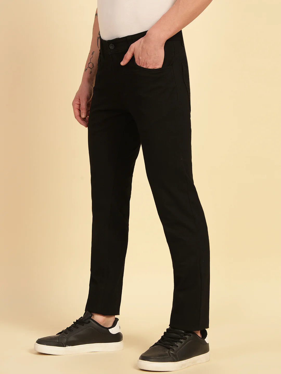 Denim Jeans for Men | Breathable & Soft with Color Fastness Narrow Fit Cotton Blend Fabric Solid Pattern Button Closure - Image 4
