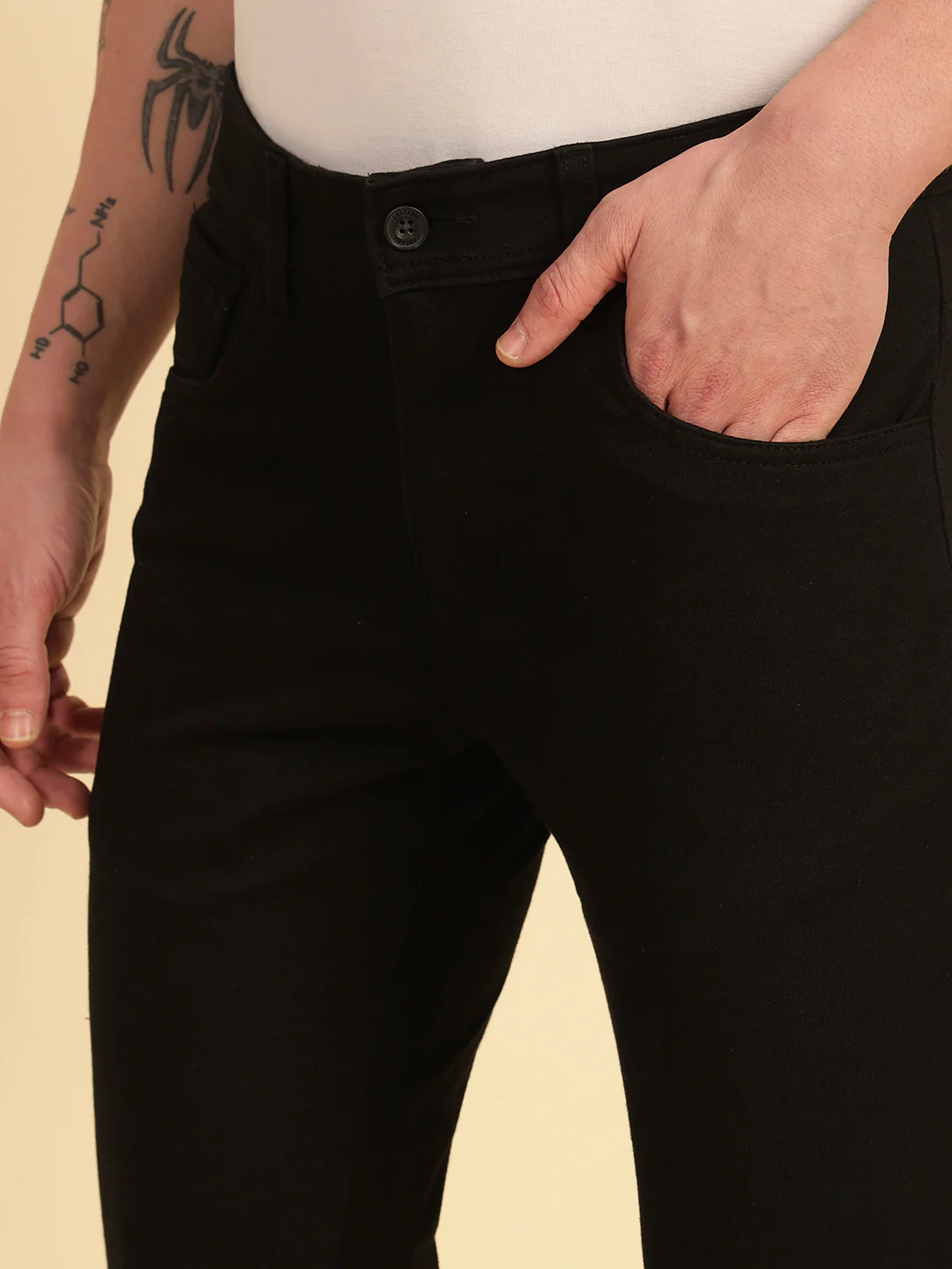 Denim Jeans for Men | Breathable & Soft with Color Fastness Narrow Fit Cotton Blend Fabric Solid Pattern Button Closure - Image 6