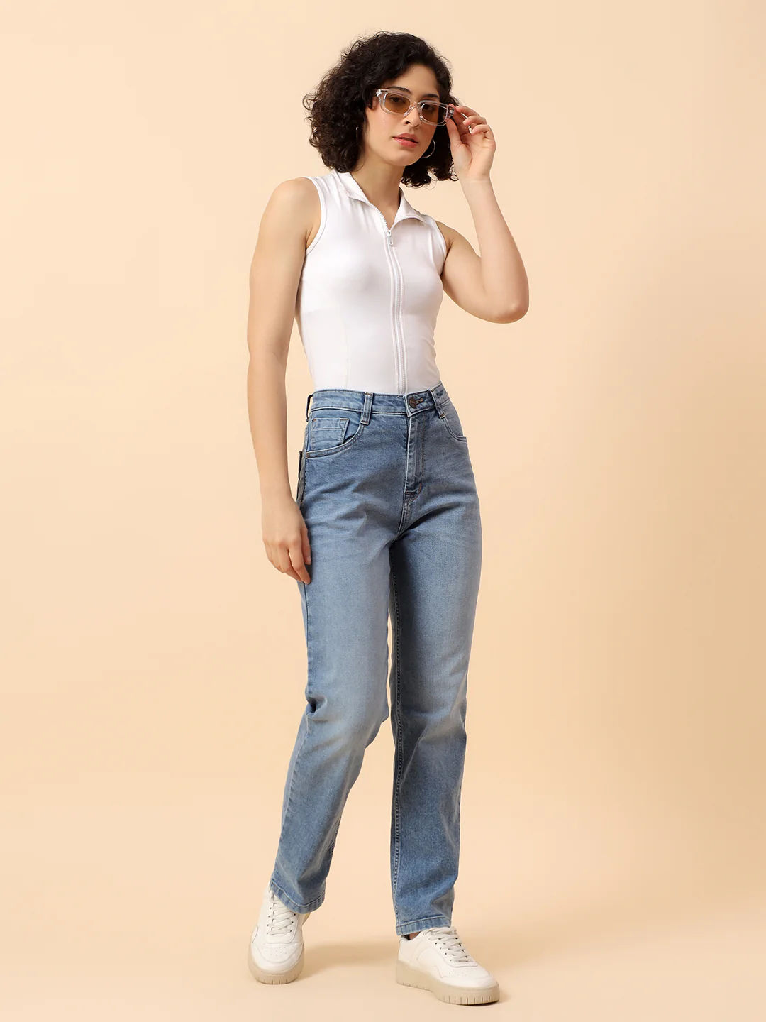 Denim Jeans for Women | Breathable & Soft with Color Fastness Slim Fit Cotton Fabric Solid Pattern Button Closure - Image 2