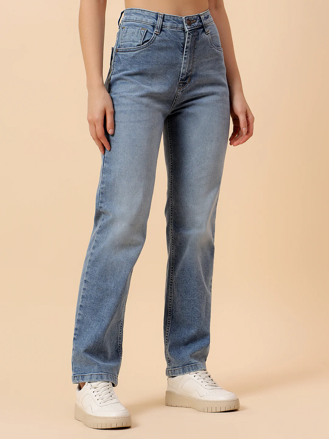 Denim Jeans for Women | Breathable & Soft with Color Fastness Slim Fit Cotton Fabric Solid Pattern Button Closure - Image 5