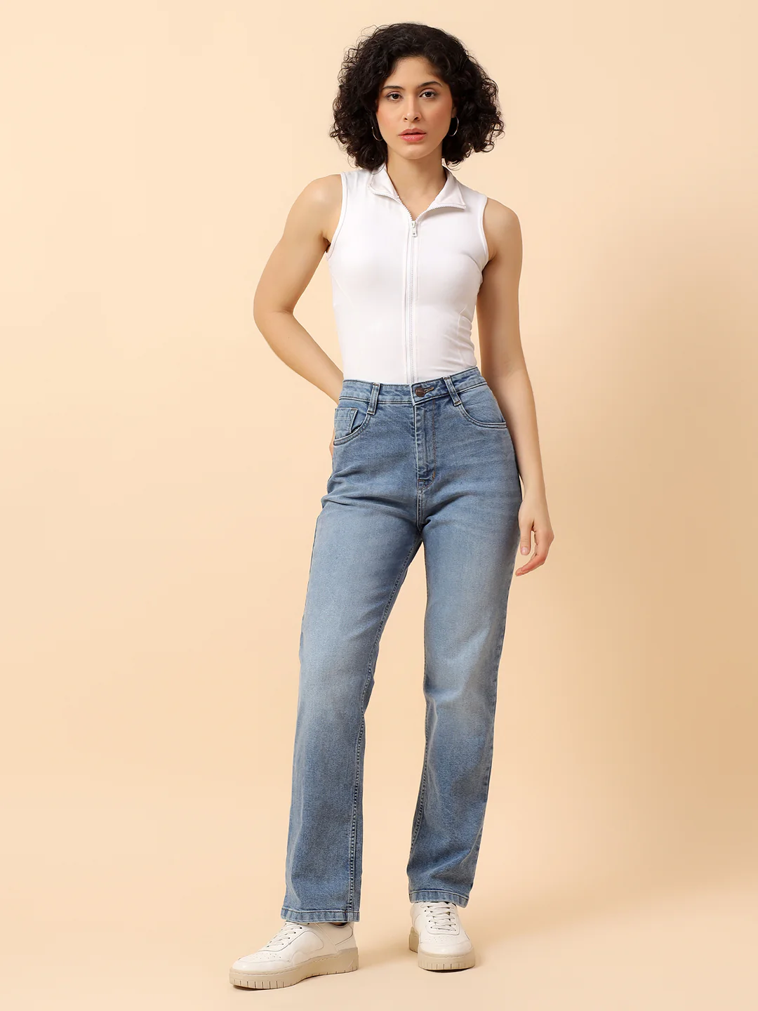Denim Jeans for Women | Breathable & Soft with Color Fastness Slim Fit Cotton Fabric Solid Pattern Button Closure - Image 8
