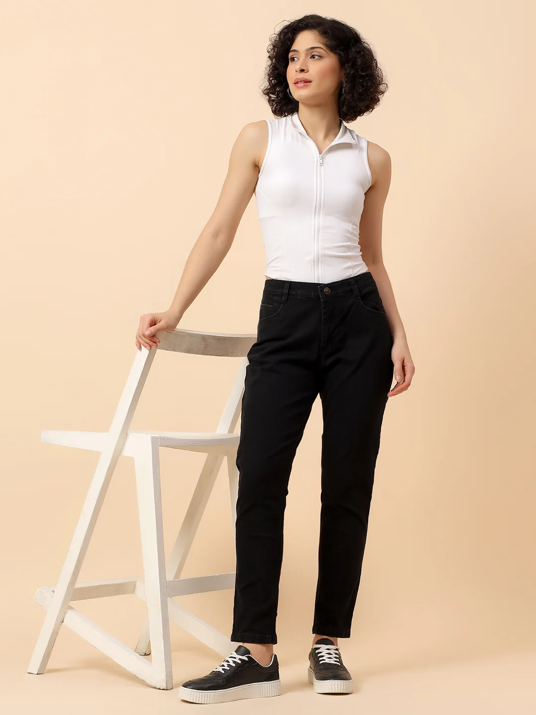 Denim Jeans for Women | Breathable & Soft with Color Fastness Slim Fit Cotton Fabric Solid Pattern Button Closure - Image 2
