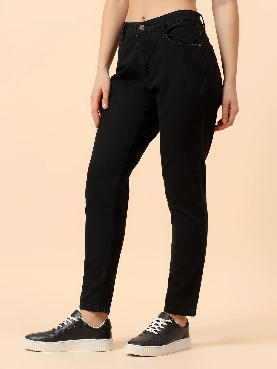 Denim Jeans for Women | Breathable & Soft with Color Fastness Slim Fit Cotton Fabric Solid Pattern Button Closure - Image 4