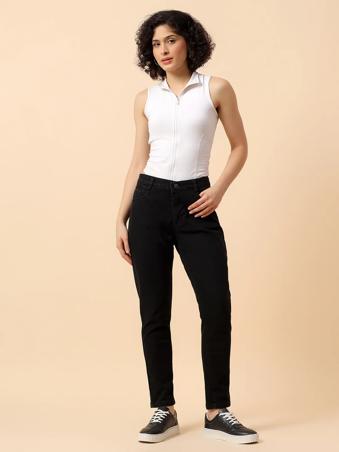 Denim Jeans for Women | Breathable & Soft with Color Fastness Slim Fit Cotton Fabric Solid Pattern Button Closure - Image 8