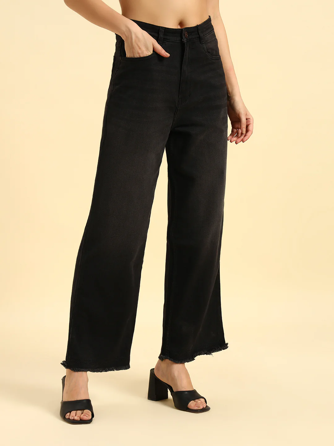Denim Jeans for Women | Breathable & Soft with Color Fastness Slim Fit Cotton Fabric Solid Pattern Button Closure - Image 3
