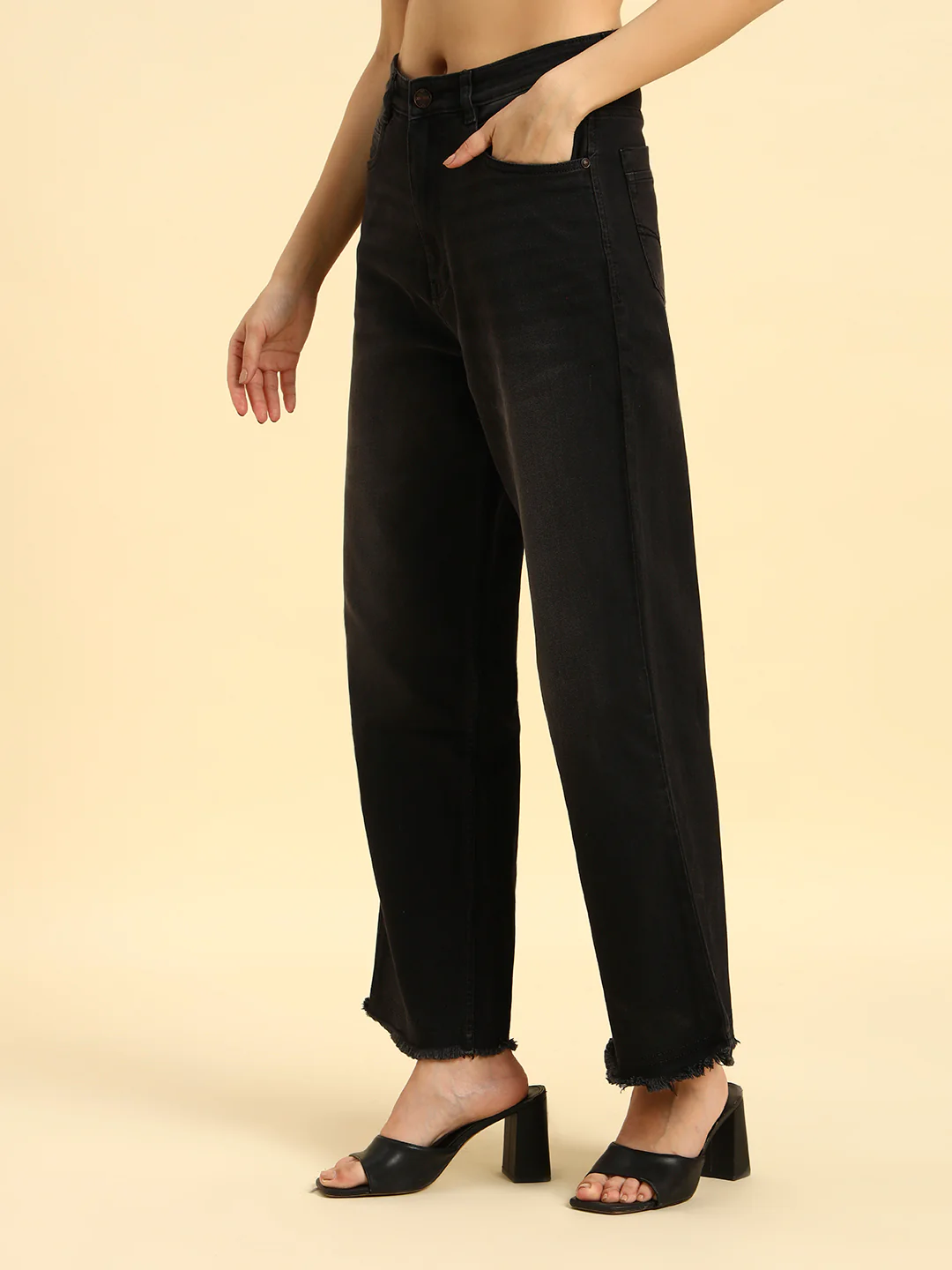 Denim Jeans for Women | Breathable & Soft with Color Fastness Slim Fit Cotton Fabric Solid Pattern Button Closure - Image 8