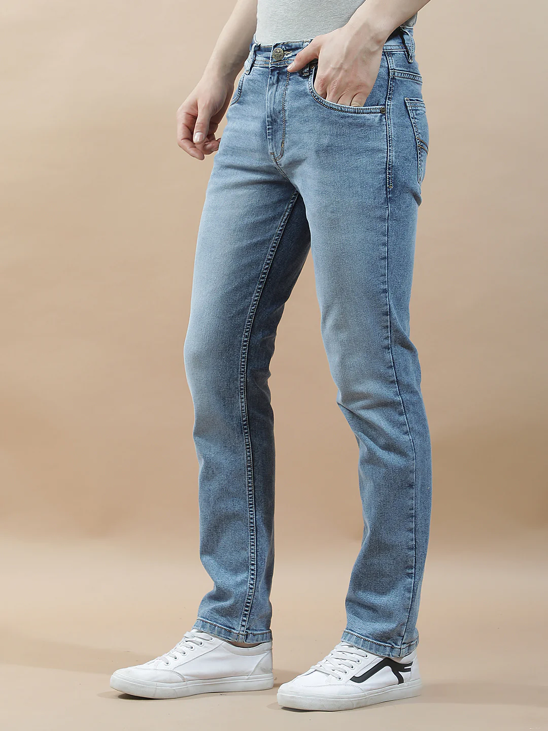 Denim Jeans for Men l Breathable & Soft with Color Fastness Slim Fit Polycotton Fabric Solid Pattern - Image 5