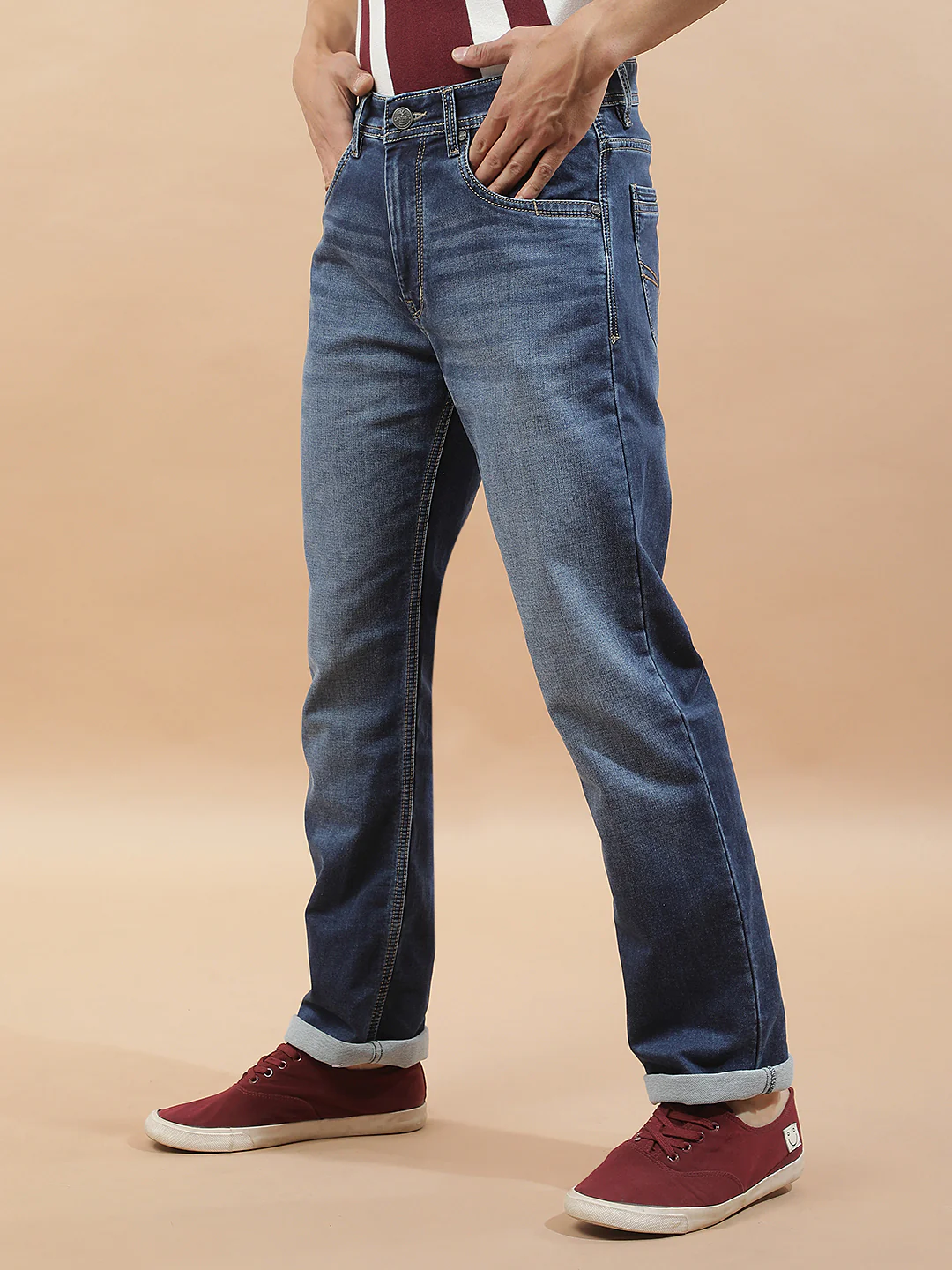 Denim Jeans for Men l Breathable & Soft with Color Fastness Straight Fit Cotton Blend Fabric Solid Pattern - Image 5