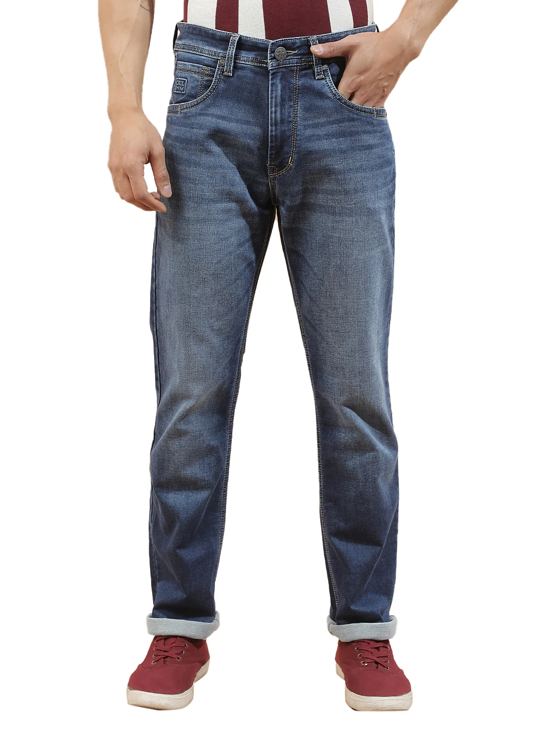 Denim Jeans for Men l Breathable & Soft with Color Fastness Straight Fit Cotton Blend Fabric Solid Pattern - Image 7