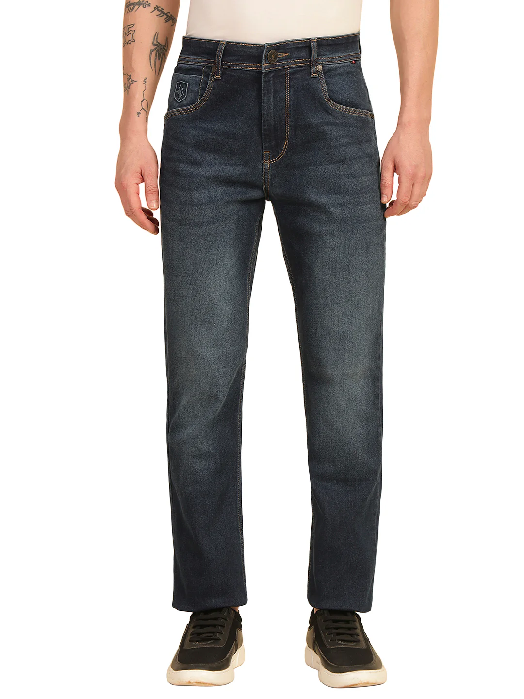 Denim Jeans for Men | Breathable & Soft with Color Fastness Straight Fit Cotton Blend Fabric Solid Pattern Button Closure - Image 2