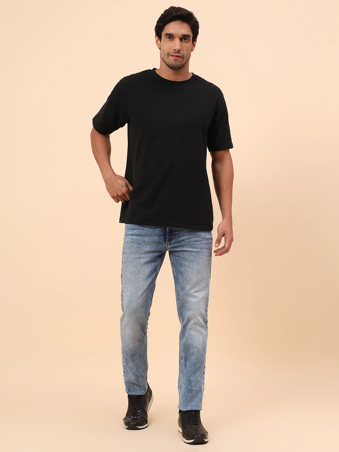 Denim Jeans for Men l Breathable & Soft with Color Fastness Straight Fit Cotton Blend Fabric Solid Pattern Button Closure - Image 8