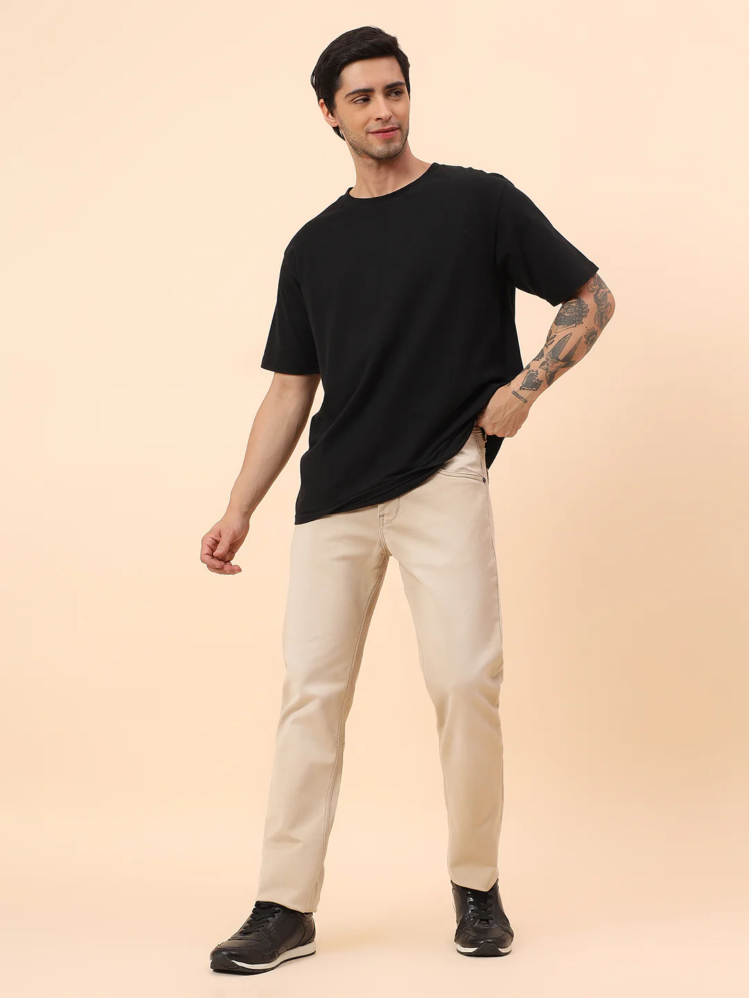 Denim Jeans for Men l Breathable & Soft with Color Fastness Straight Fit Cotton Blend Fabric Solid Pattern Button Closure - Image 2