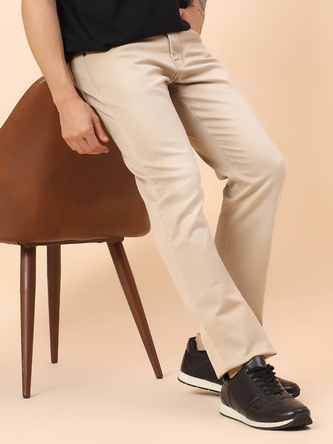 Denim Jeans for Men l Breathable & Soft with Color Fastness Straight Fit Cotton Blend Fabric Solid Pattern Button Closure - Image 3