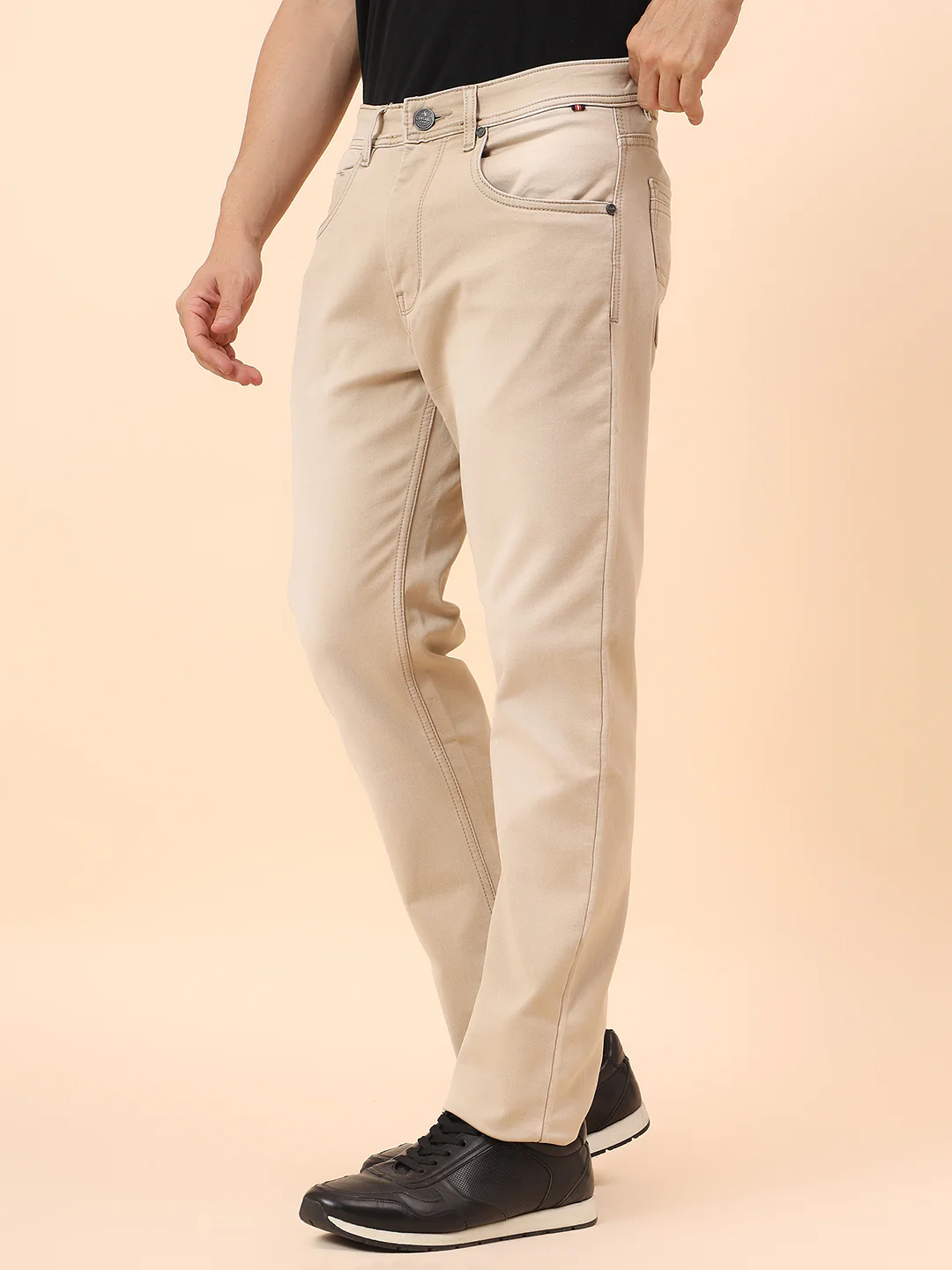 Denim Jeans for Men l Breathable & Soft with Color Fastness Straight Fit Cotton Blend Fabric Solid Pattern Button Closure - Image 5