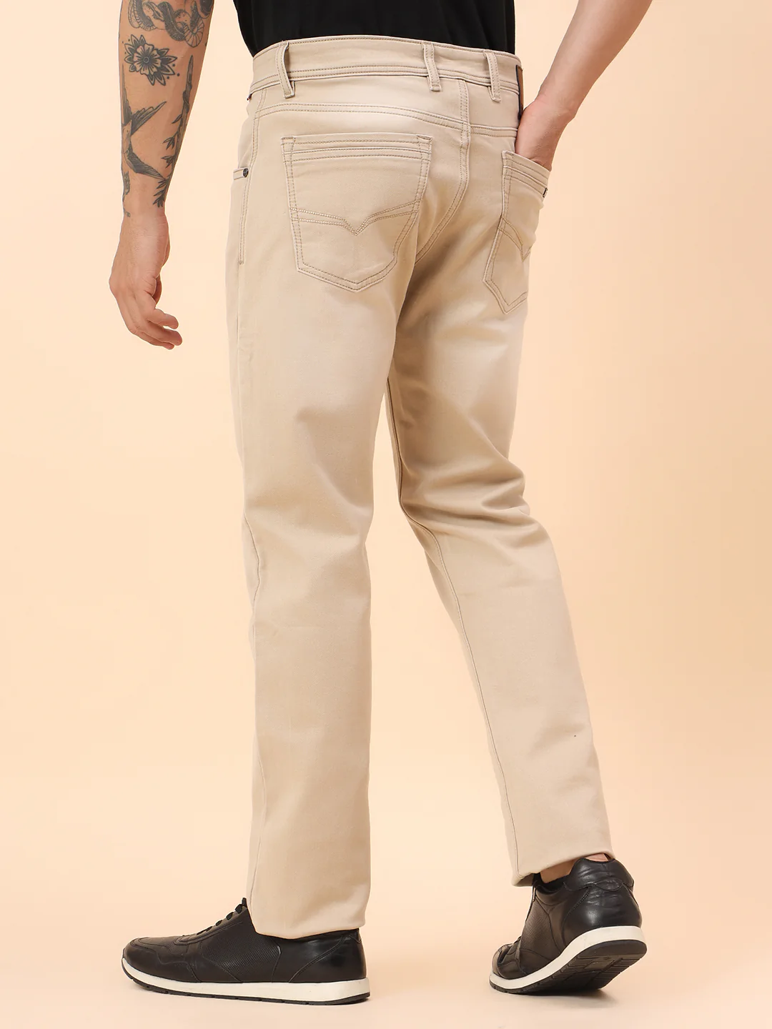 Denim Jeans for Men l Breathable & Soft with Color Fastness Straight Fit Cotton Blend Fabric Solid Pattern Button Closure - Image 7
