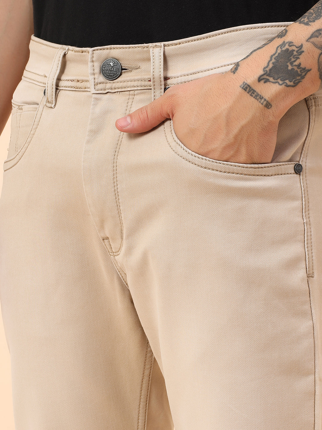 Denim Jeans for Men l Breathable & Soft with Color Fastness Straight Fit Cotton Blend Fabric Solid Pattern Button Closure - Image 8