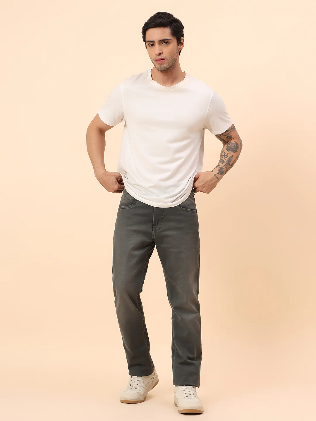Denim Jeans for Men l Breathable & Soft with Color Fastness Straight Fit Cotton Blend Fabric Solid Pattern Button Closure - Image 2