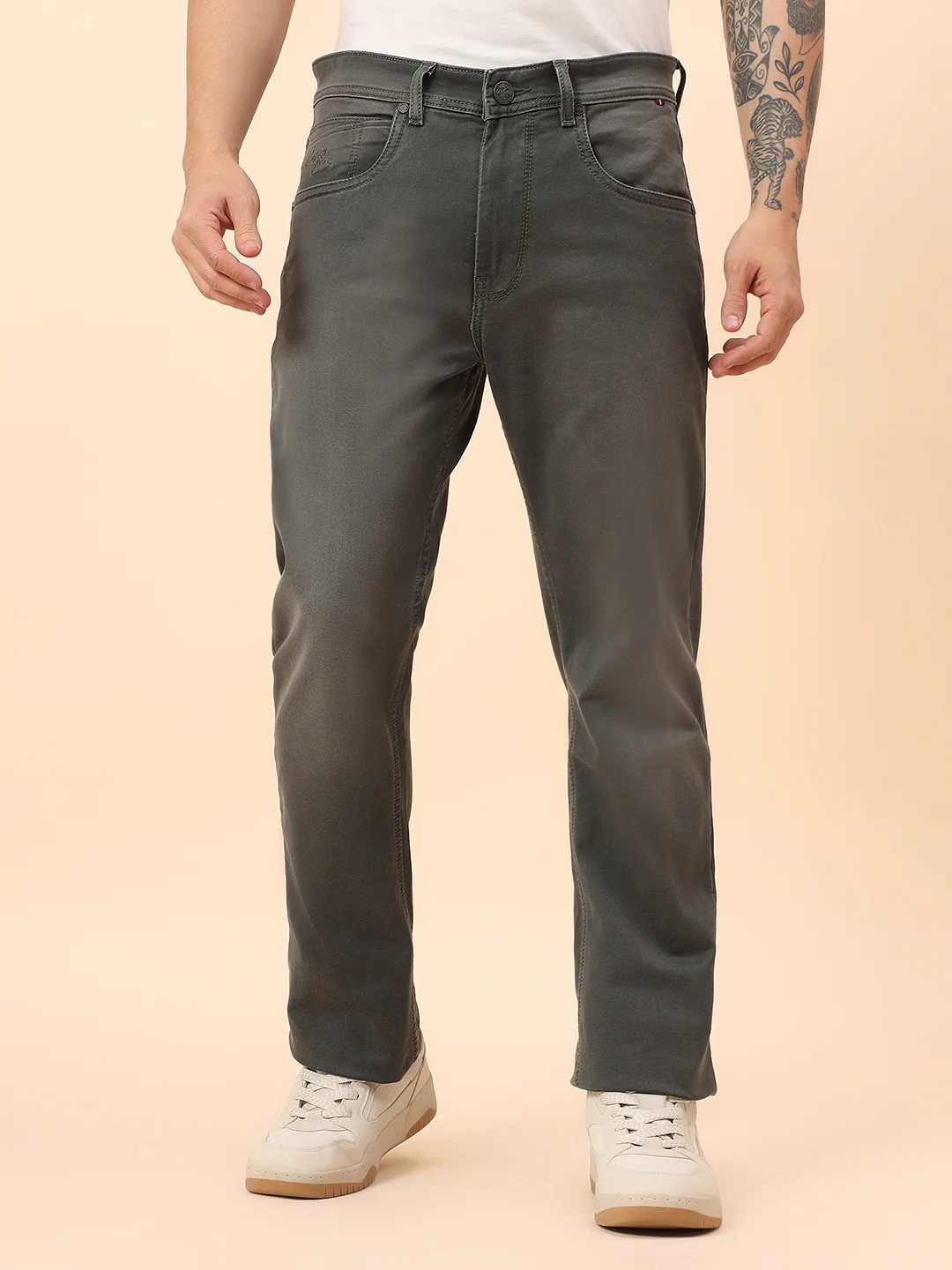 Denim Jeans for Men l Breathable & Soft with Color Fastness Straight Fit Cotton Blend Fabric Solid Pattern Button Closure - Image 3