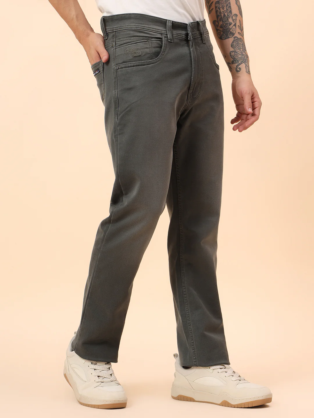 Denim Jeans for Men l Breathable & Soft with Color Fastness Straight Fit Cotton Blend Fabric Solid Pattern Button Closure - Image 5
