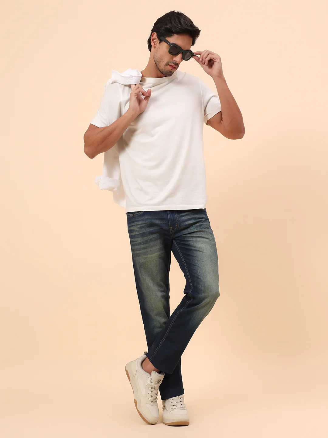 Denim Jeans for Men l Breathable & Soft with Color Fastness Straight Fit Cotton Blend Fabric Solid Pattern Button Closure - Image 2