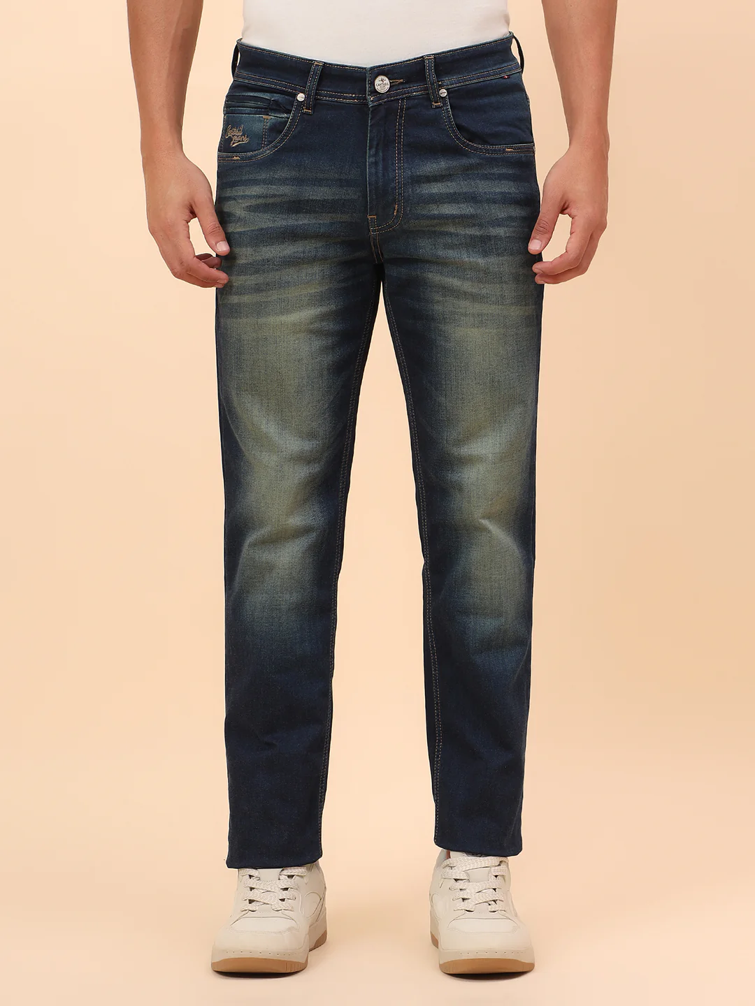 Denim Jeans for Men l Breathable & Soft with Color Fastness Straight Fit Cotton Blend Fabric Solid Pattern Button Closure - Image 3