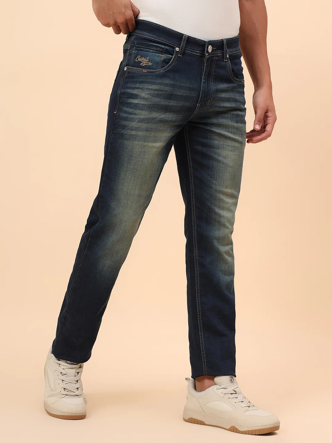 Denim Jeans for Men l Breathable & Soft with Color Fastness Straight Fit Cotton Blend Fabric Solid Pattern Button Closure - Image 5