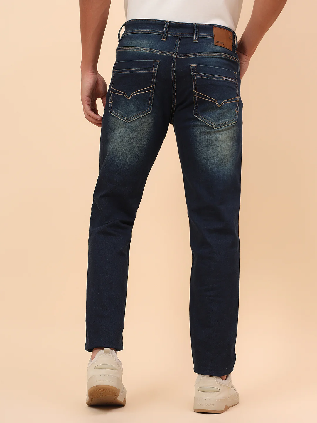 Denim Jeans for Men l Breathable & Soft with Color Fastness Straight Fit Cotton Blend Fabric Solid Pattern Button Closure - Image 6