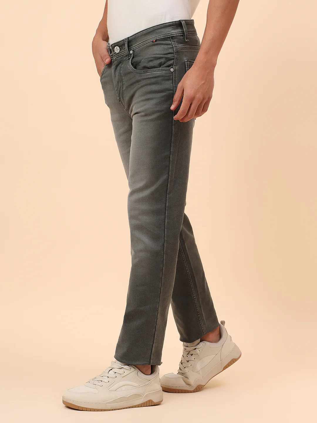Denim Jeans for Men l Breathable & Soft with Color Fastness Straight Fit Cotton Blend Fabric Solid Pattern Button Closure - Image 4
