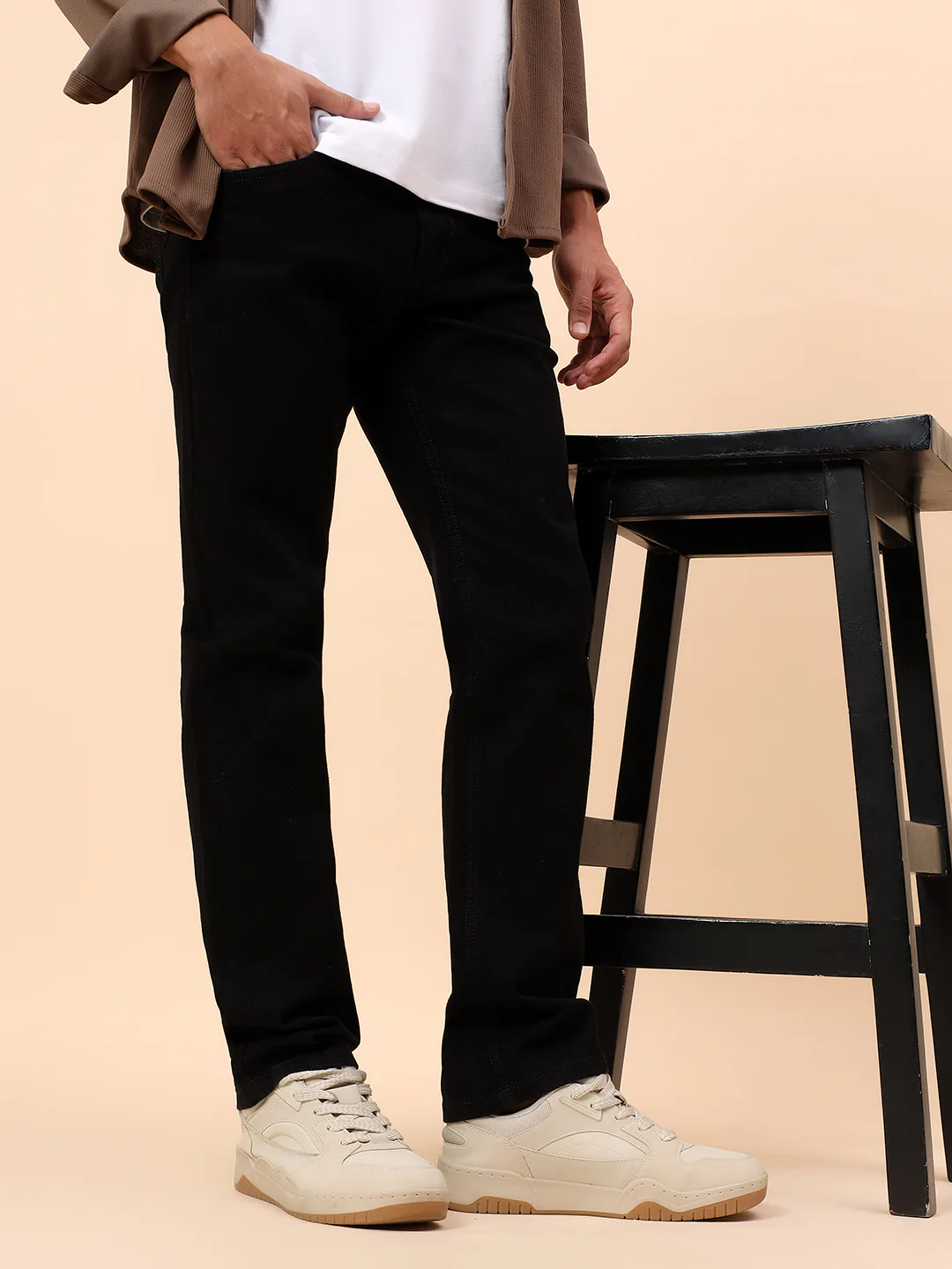 Denim Jeans for Men l Breathable & Soft with Color Fastness Straight Fit Cotton Blend Fabric Solid Pattern Button Closure - Image 3