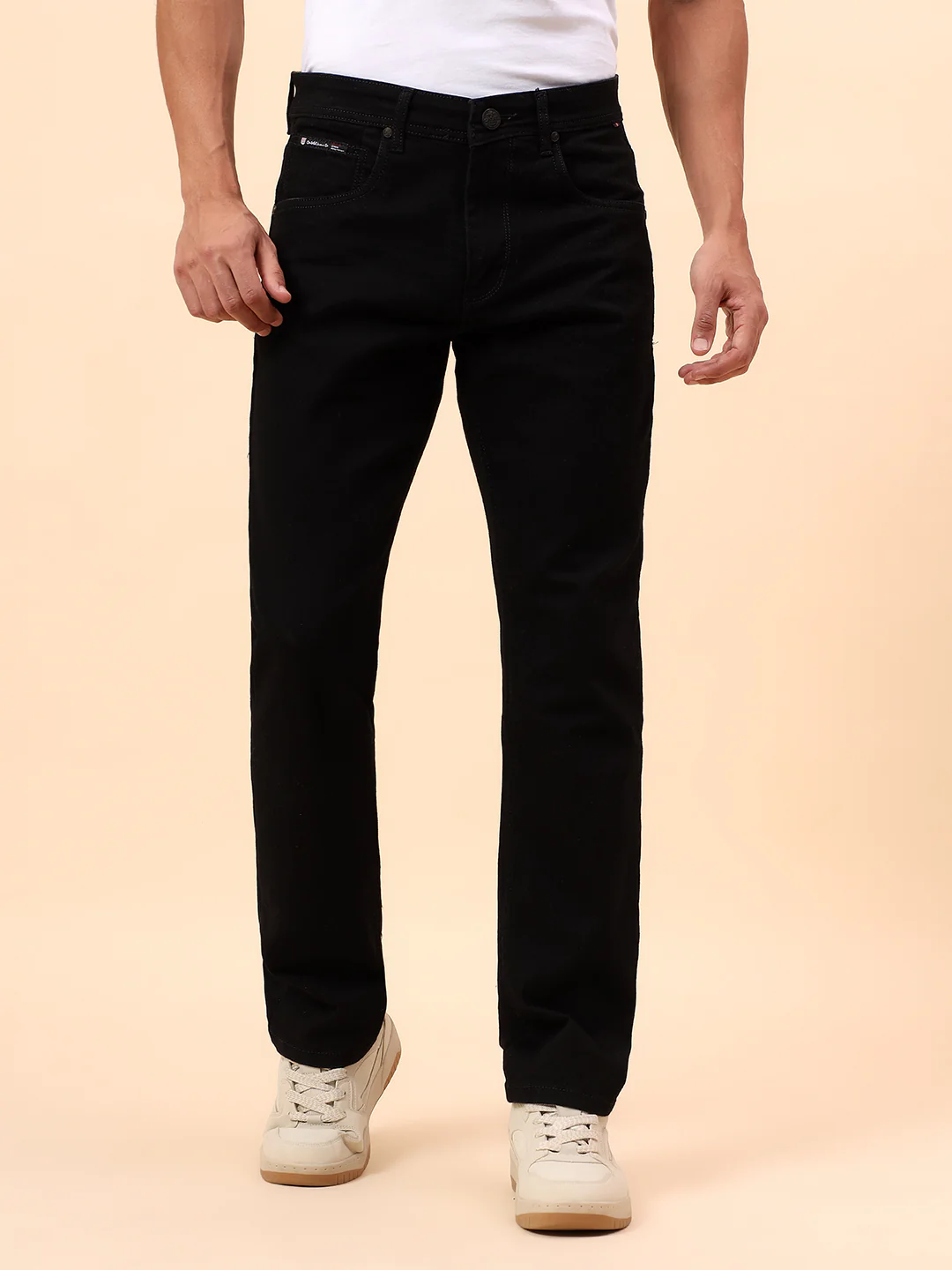 Denim Jeans for Men l Breathable & Soft with Color Fastness Straight Fit Cotton Blend Fabric Solid Pattern Button Closure - Image 4